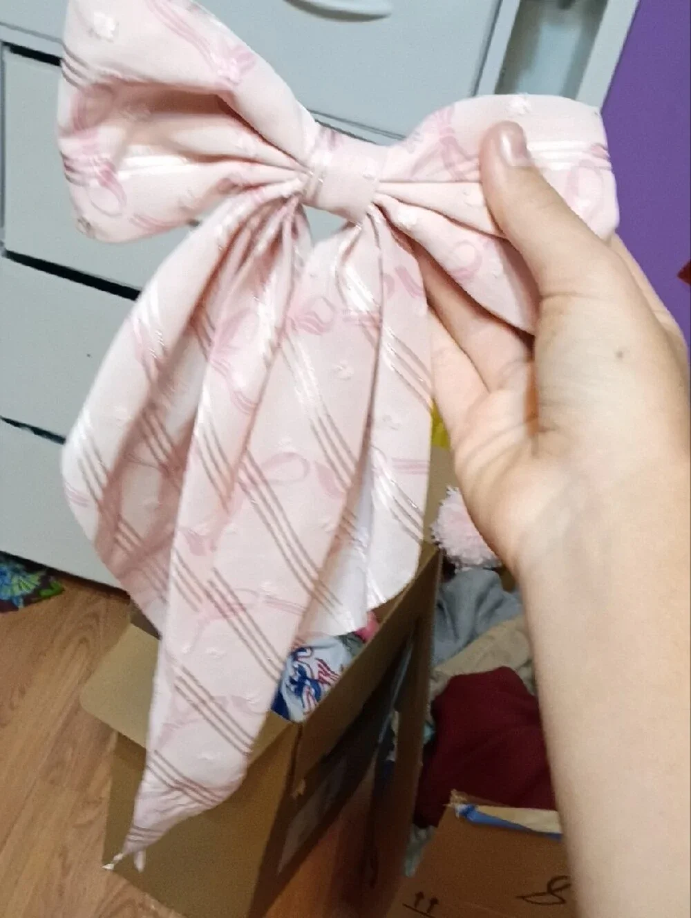 Soft Pink Bow Scarf Hair Tie